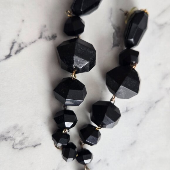 Vintage Black Lucite Acrylic Long Drop Earrings 5"+ - Picture 6 of 6